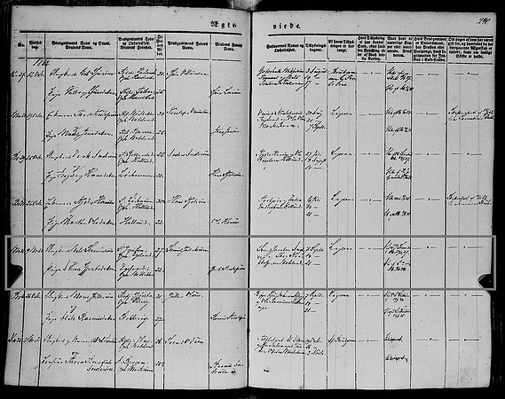 Hordaland county, Finnås, Parish register (official) nr. A 7 (1850-1862), Marriage records 1862, page 240