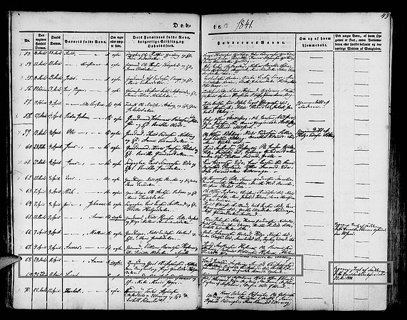 Hordaland county, Finnås, Parish register (official) nr. A 6 (1836-1850), Birth and baptism records 1841, page 43